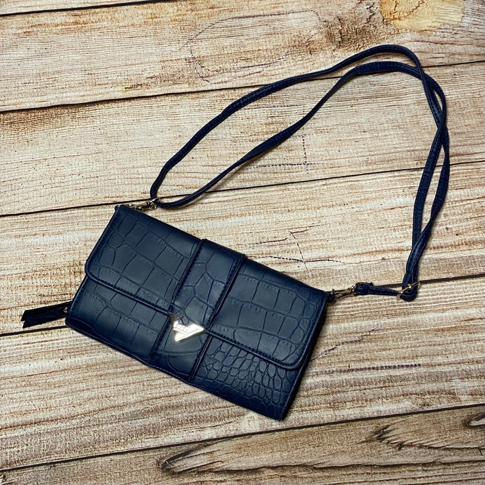 Nicole Miller Blue Croc Adjustable Bag/Clutch - Picture 7 of 10